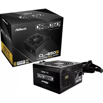 Τροφοδοτικό ASROCK CL-650G Challenger 650 W 20+4 pin ATX 80 PLUS Gold, ανεμιστήρας 120 mm, μαύρο