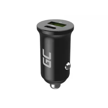 Φορτιστής αυτοκινήτου Green Cell CADM-GC-38AC 38W, 1x USB-C (PD 3.0) + 1x USB-A, θήκη αλουμινίου, μαύρο