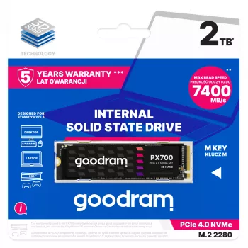 Goodram PX700 SSD SSDPR-PX700-02T-80 εσωτερικός στερεός δίσκος 2 TB M.2 PCI Express 4.0 NVMe 3D-NAND