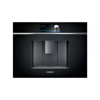 Εντοιχιζόμενη μηχανή εσπρέσο Siemens CT718L1B0 – δοχείο νερού 2,4 λίτρων, 19 bar, ενσωματωμένος μύλος και αφροποιητής γάλακτος, οθόνη αφής TFT, μαύρο