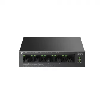 Unmanaged Switch TP-LINK LS105P, 5x Fast Ethernet (10/100) Ports, 4x θύρες PoE, 1 Gbit/s χωρητικότητα switching, χωρίς ανεμιστήρα, μαύρο