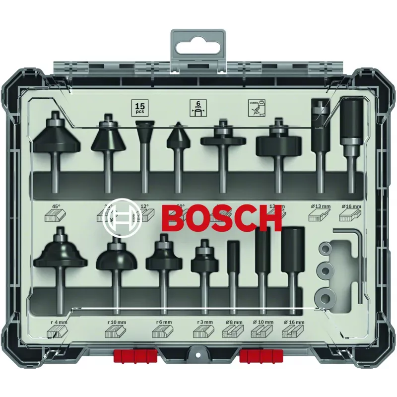 Bosch 2 607 017 471 Ρούτερ, Σετ φρεζών 15 τεμ.
