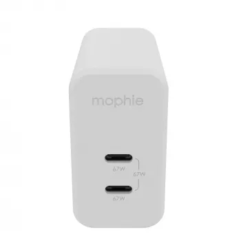 mophie αξεσουάρ-τροφοδοτικό τοίχου-USB-C-PD-DUAL-67W-GAN-λευκό-EU (2xUSBC)
