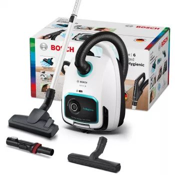 Bosch Serie 6 BGL6HYG1 ProHygienic ηλεκτρική σκούπα κυλινδρική, στεγνού καθαρισμού, 600 W, με σακούλα, 4 l, λευκή