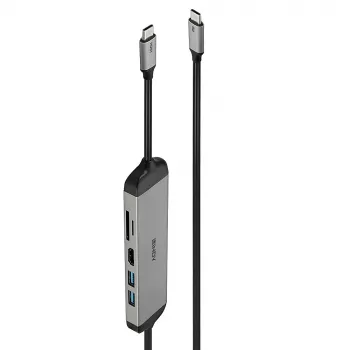 Lindy DST-Micro 140, USB-C Laptop Micro Docking Station με υποστήριξη 4K και καλώδιο φόρτισης 1,4 m 60W