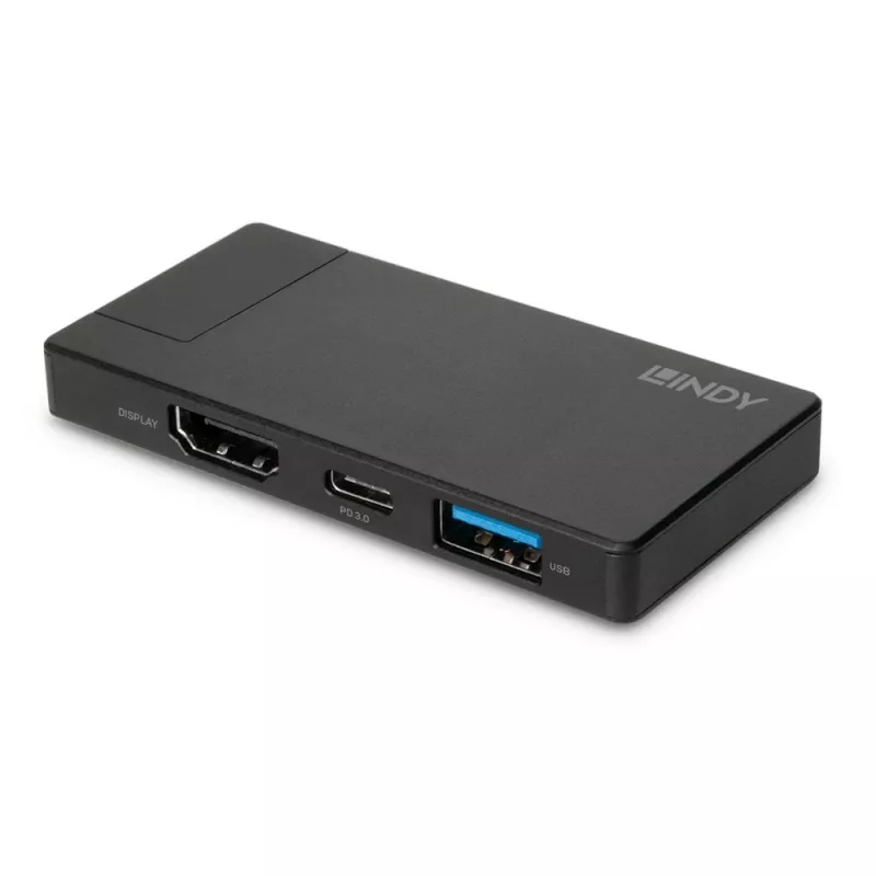 Lindy DST-Micro, USB-C Laptop Micro Docking Station με υποστήριξη 4K και 100W φόρτιση διέλευσης