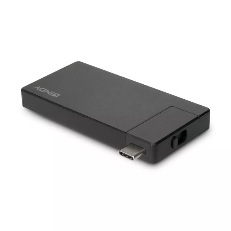 Lindy DST-Micro, USB-C Laptop Micro Docking Station με υποστήριξη 4K και 100W φόρτιση διέλευσης