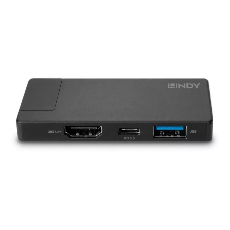 Lindy DST-Micro, USB-C Laptop Micro Docking Station με υποστήριξη 4K και 100W φόρτιση διέλευσης