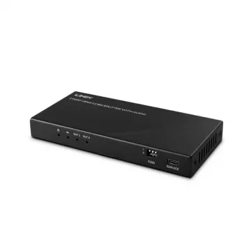 Lindy 38534 διανομέας HDMI 8K60 2 θυρών με ήχο και υποβάθμιση ανάλυσης, 2x HDMI, HDR, μαύρο