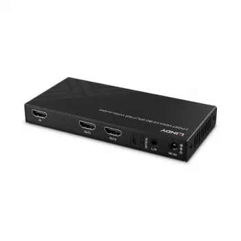 Lindy 38534 διανομέας HDMI 8K60 2 θυρών με ήχο και υποβάθμιση ανάλυσης, 2x HDMI, HDR, μαύρο