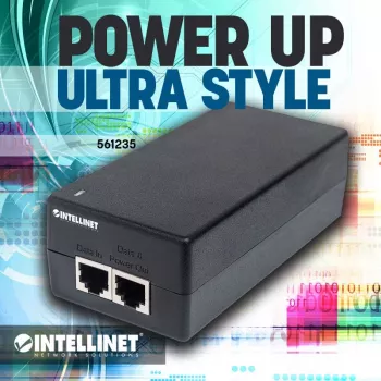 Intellinet Gigabit Ultra PoE+ Injector, 1 x 60 W Θύρα, συμβατό με IEEE 802.3bt και IEEE 802.3at/af, πλαστικό κουτί