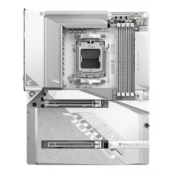 GIGABYTE B850 AORUS STEALTH ICE ATX-Motherboard για AMD Socket AM5 — B850, 14+2+2 VRM, DDR5 έως 8200 MHz (OC), 2×PCIe5, 2×PCIe4 M.2, Wi‑Fi 7, 5GbE