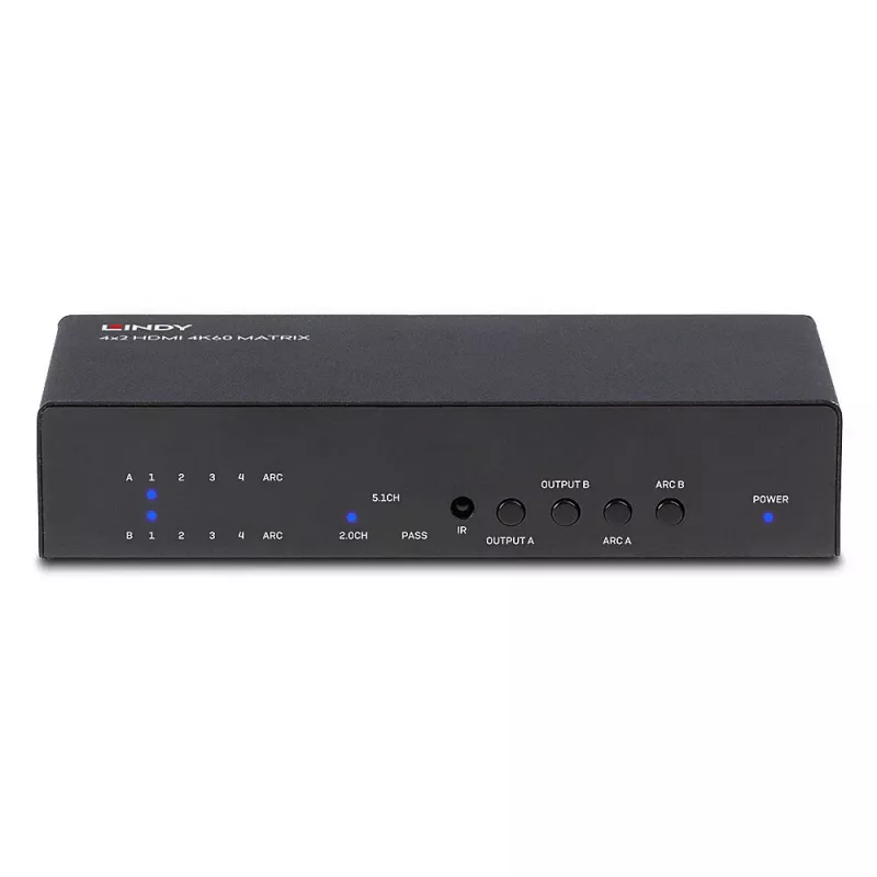 AV Matrix Switch Lindy 4x2 HDMI 4K60 Matrix