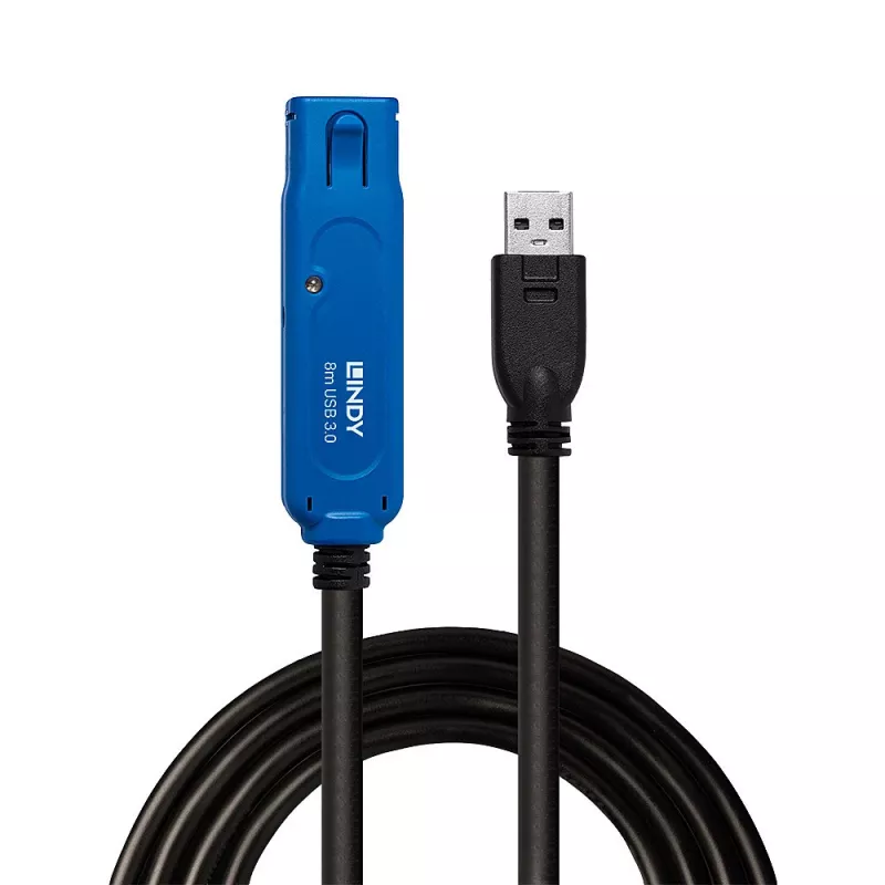 Lindy 8m USB 3.0 Active Extension Pro, 8 m, USB A, USB A, USB 3.2 Gen 1 (3.1 Gen 1), 5 Gbit/s, μαύρο