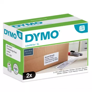 DYMO S0947420 LabelWriter μεγάλες ετικέτες αποστολής υψηλής χωρητικότητας, 59 x 102 mm, 2 ρολά των 575 (1150 ετικέτες), αυτοκόλλητες, λευκές, για LabelWriter 4XL/5XL