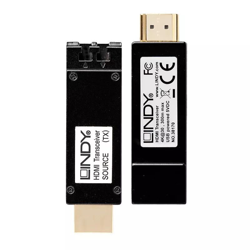 Πομποδέκτης & Δέκτης AV Lindy 300m Οπτικής ίνας HDMI 4K30 Extender