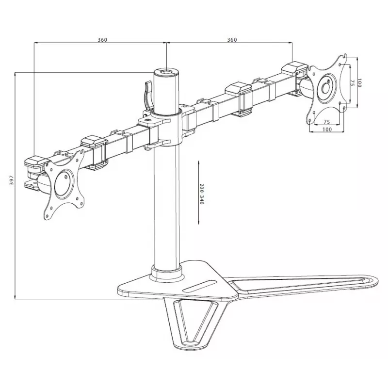 iiyama DS1002D-B1 Βάση οθόνης / Βάση στήριξης 76,2 cm (30 ίντσες) Γραφείου Μαύρο