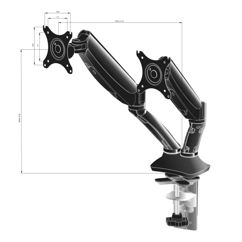 iiyama DS3002C-B1 Βάση οθόνης / Βάση στήριξης 68.6 cm (27 ίντσες) Γραφείου Μαύρο