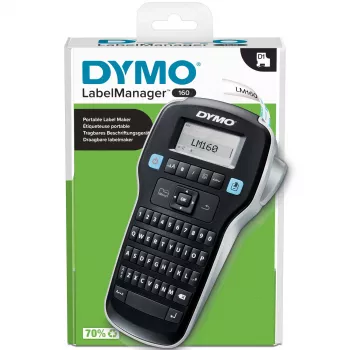 DYMO LabelManager 160 εκτυπωτής ετικετών | φορητός εκτυπωτής ετικετών με πληκτρολόγιο QWERTZ | περιλαμβάνει μαύρη & λευκή μελανοταινία D1 (12 mm) | για σπίτι & γραφείο