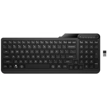 Ασύρματο ποντίκι HP 475 Dual-Mode — QWERTY πλήρους μεγέθους, RF + Bluetooth 5.3, αριθμητικό πληκτρολόγιο, μαύρο, 376×153×19 mm