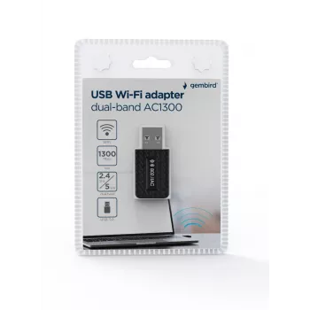 Ασύρματος προσαρμογέας USB GEMBIRD AC1300 Dual-Band Wi-Fi 5 (RTL8812BU) 867 Mbit/s USB 3.0 εσωτερική κεραία μαύρο