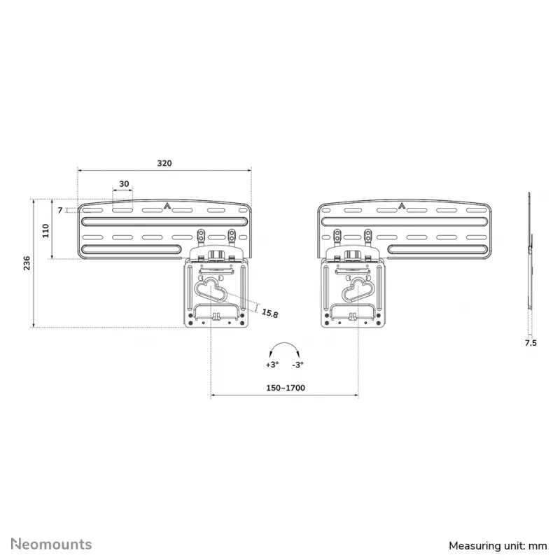 Neomounts WL30-265BL1 βάση τοίχου TV 43-85 ίντσες οθόνες Samsung - ultraflat