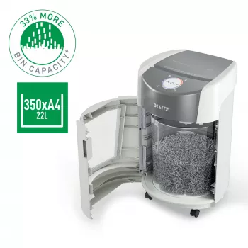 Καταστροφέας εγγράφων Leitz IQ OptiMax Small Office 350 μικροκοπής επίπεδο ασφαλείας P5 22 L – λευκό