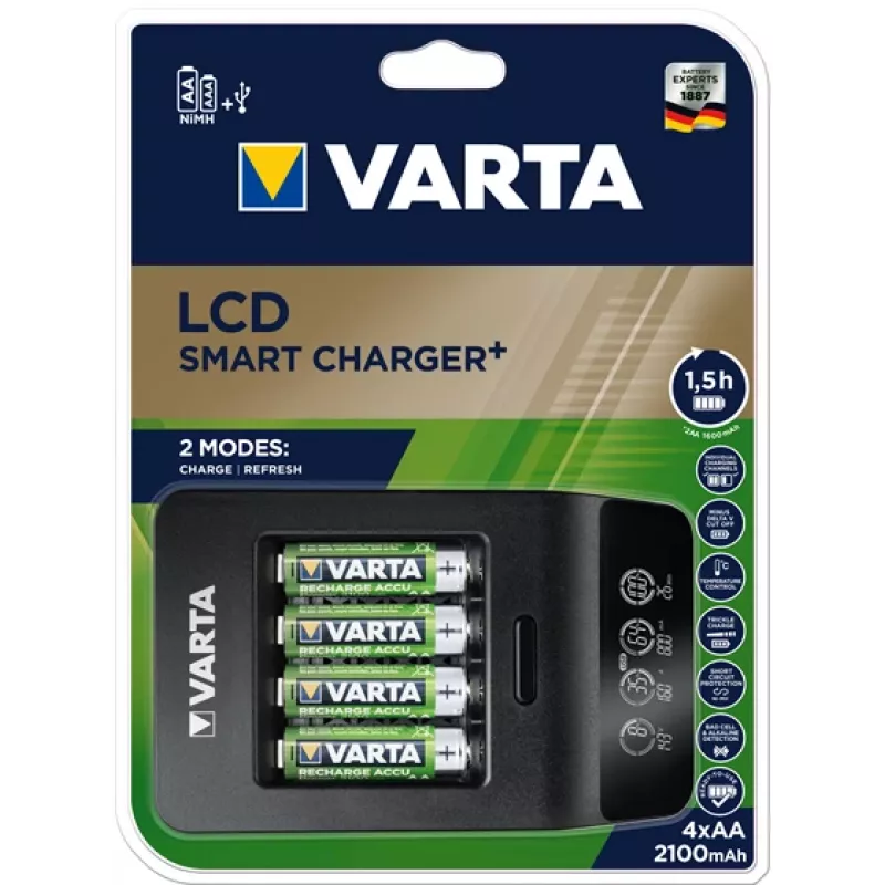 VARTA LCD Smart Charger+ με 4 μπαταρίες AA 2100 mAh
