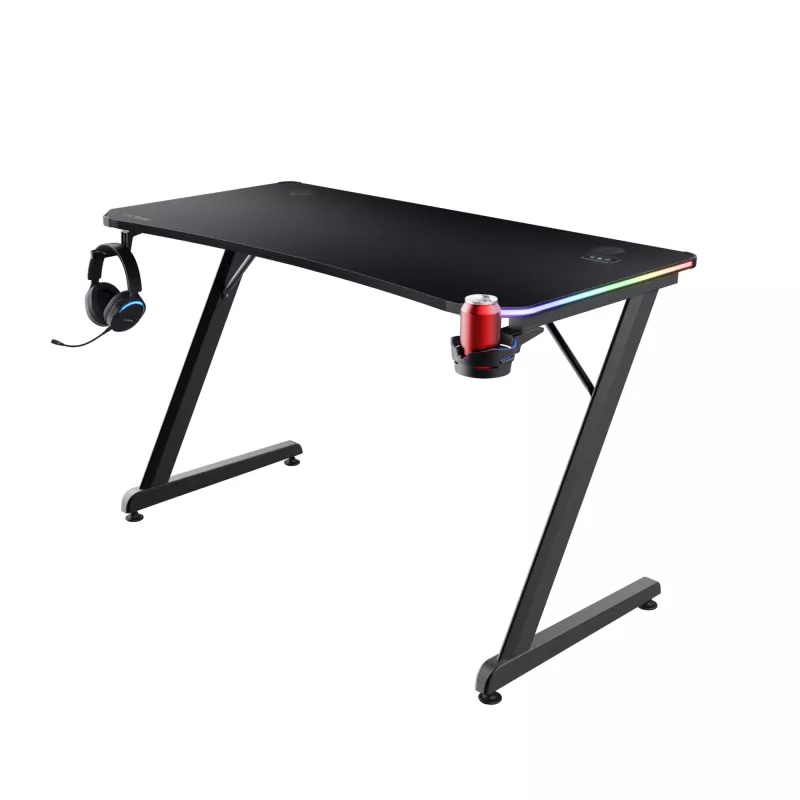 Ορθογώνιο τραπέζι TRUST GXT 709 LUMINUS μαύρο 1200x600x740 mm