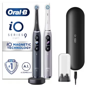 Ηλεκτρική Οδοντόβουρτσα Oral-B iO 9 Ενηλίκων Περιστρεφόμενη, 2 Λαβές, 2 Κεφαλές Βούρτσας, Ενσωματωμένη Μπαταρία, 3 Ώρες Χρόνος Φόρτισης, Μαύρο/Rose