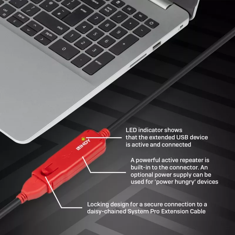 Καλώδιο Επέκτασης USB Lindy 12m Active Extension Pro