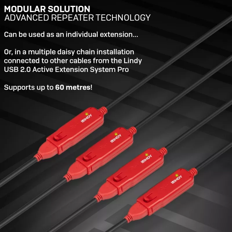 Καλώδιο Επέκτασης USB Lindy 12m Active Extension Pro