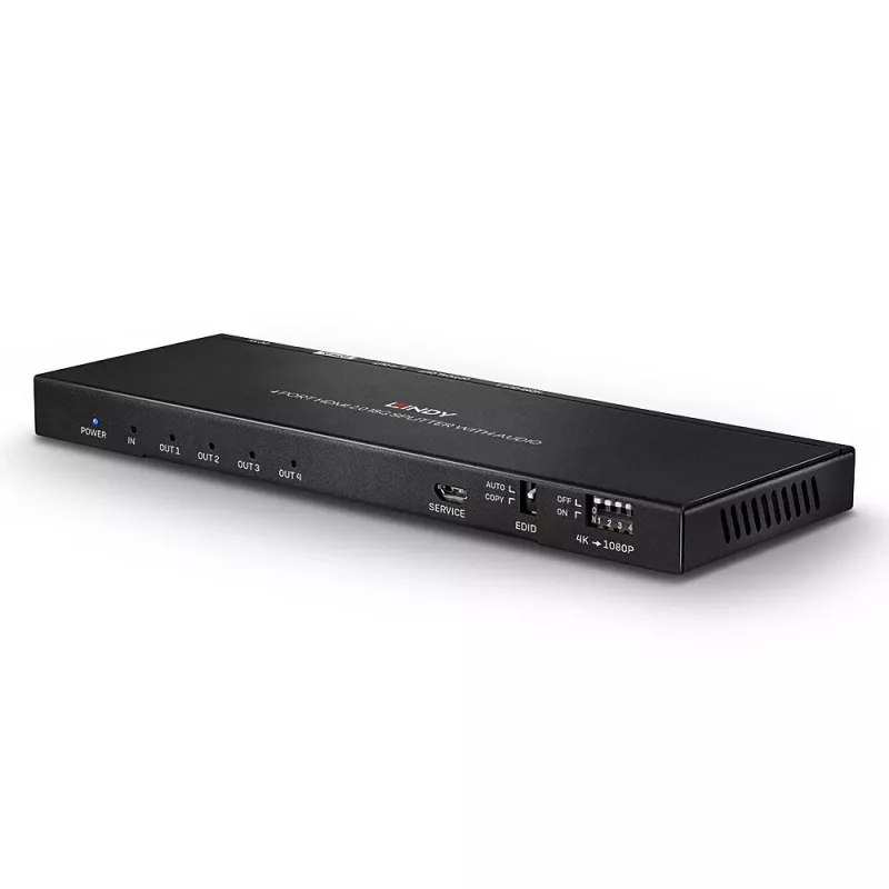 Lindy 4-Port HDMI 18G Splitter με ήχο και downscaling