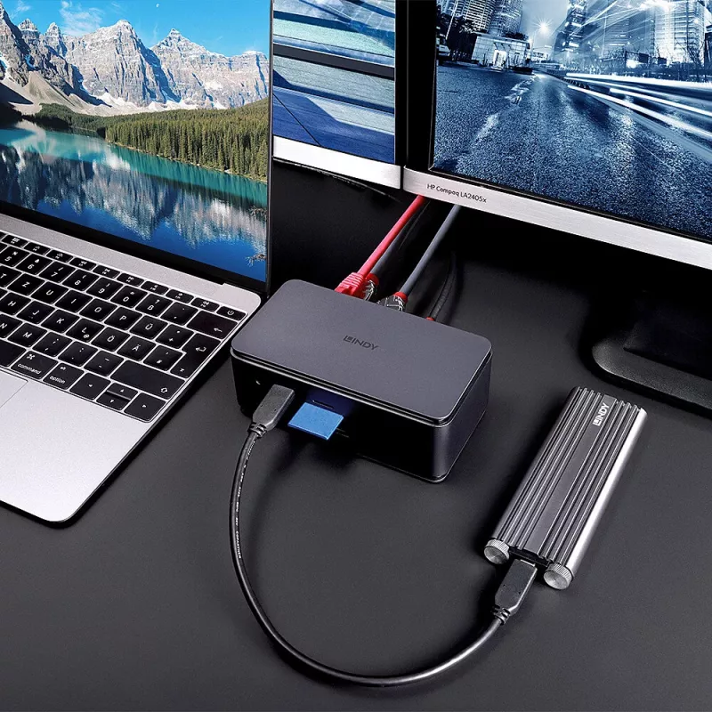Lindy DST-Pro USB4, USB-C βάση σύνδεσης φορητού υπολογιστή