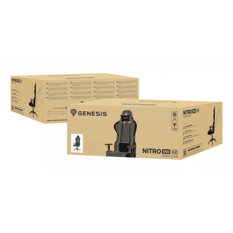 GENESIS Nitro 550 G2 Πολυθρόνα gaming Με επένδυση κάθισμα Μαύρο, Γκρι