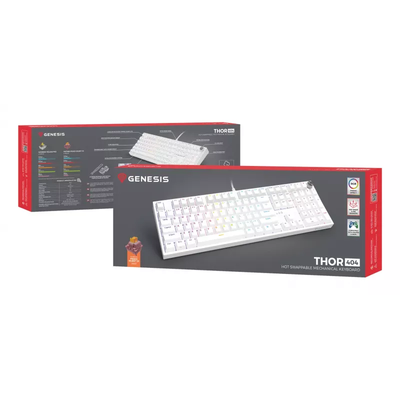 GENESIS NKG-2300 Πληκτρολόγιο Universal USB QWERTY Αγγλικό Λευκό