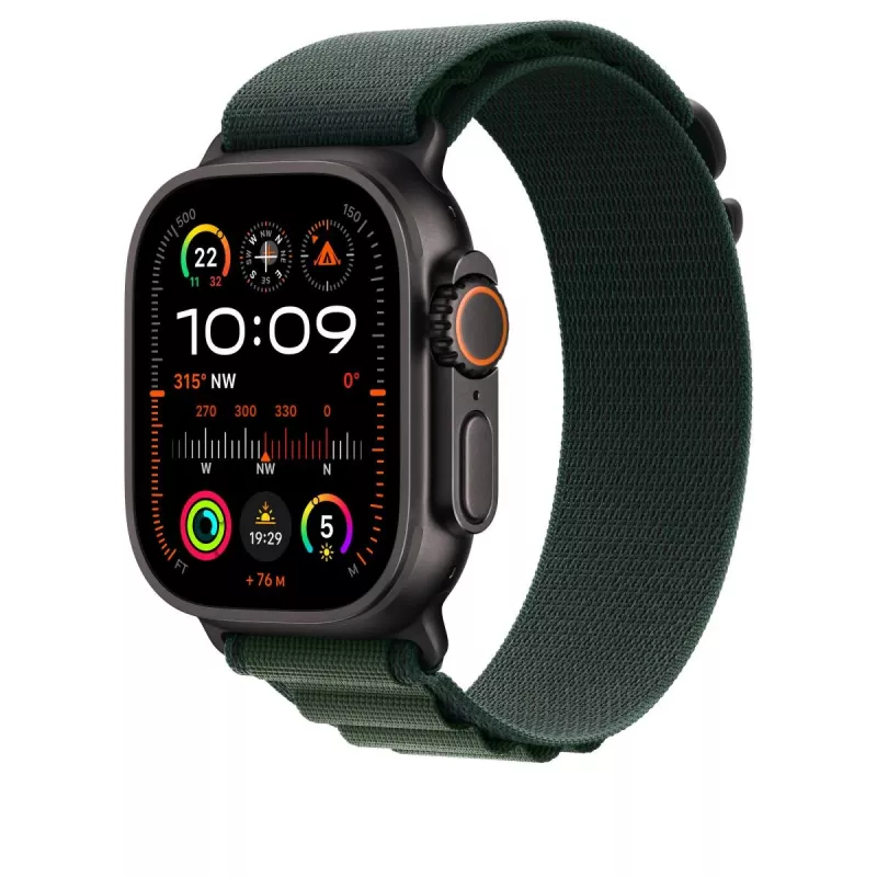 Μπάντα Apple 49mm Dark Green Alpine Loop Small μαύρο φινίρισμα Titanium