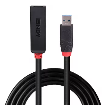 Lindy 5m USB 3.0 Active Extension λεπτό, USB 3.2 Gen 1 (3.1 Gen 1) Type-C, USB 3.2 Gen 1 (3.1 Gen 1) Type-C, 5000 Mbit/s, μαύρο, Ακρυλονιτρίλιο-Βουταδιένιο-Στυρόλιο (ABS), στρογγυλό καλώδιο