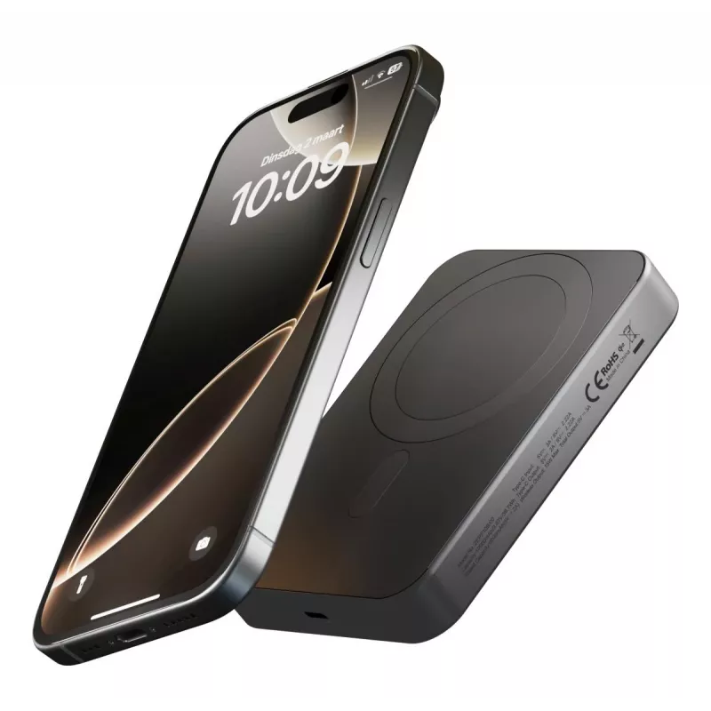 ZENS Powerbank λεπτό Qi2 Al 10000mAh Μαύρο
