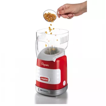 Ariete 2956, Pop Corn Party Time, μηχανή ποπ κορν, μετατρέπει 60 g καλαμπόκι σε 2 λεπτά με θερμό αέρα σε ποπ κορν, χωρίς λιπαρά, 1000 Watt, κόκκινο