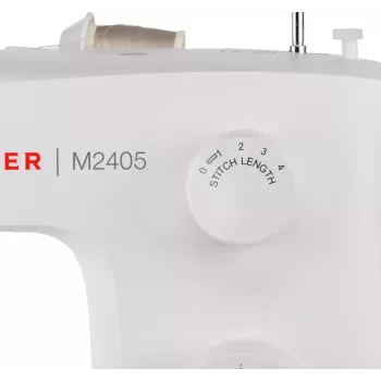 Ημι-αυτόματη ραπτομηχανή SINGER M2405 — μηχανική, 11 προγράμματα, 8 σχέδια βελονιάς, 70W, λευκή