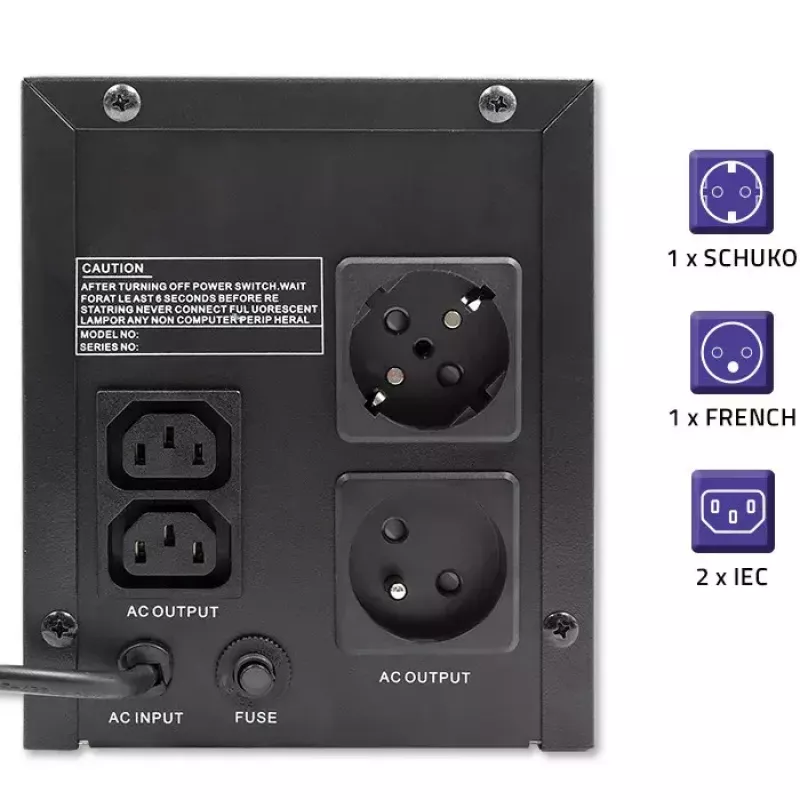 Qoltec UPS 53776 Line-Interactive 1,5 kVA 900 W 4 έξοδοι AC