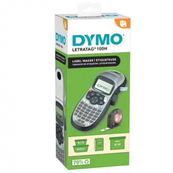 DYMO LetraTag LT-100H Φορητός εκτυπωτής ετικετών | Εκτυπωτής ετικετών με πληκτρολόγιο ABC και εύχρηστη οθόνη LCD 13 χαρακτήρων | για σπίτι ή γραφείο | ασημί