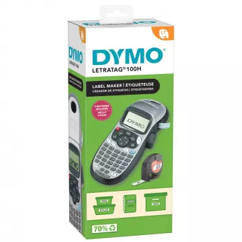 DYMO LetraTag LT-100H Φορητός εκτυπωτής ετικετών | Εκτυπωτής ετικετών με πληκτρολόγιο ABC και εύχρηστη οθόνη LCD 13 χαρακτήρων | για σπίτι ή γραφείο | ασημί