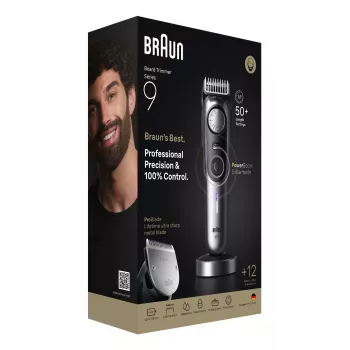 Braun BeardTrimmer 9 BT9560 Κουρευτική μηχανή μπαταρίας 52 2 cm Νωπό & Στεγνό Μαύρο, Ασημί