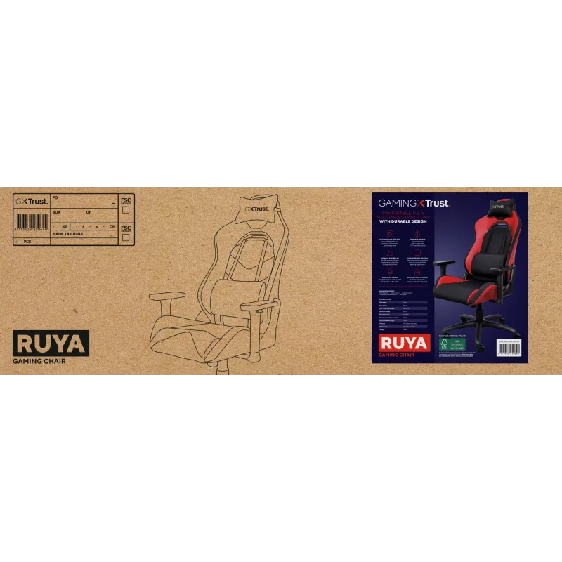 Trust GXT 714 RUYA Universal Gaming Καρέκλα Μαύρο, Κόκκινο