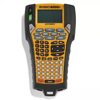 DYMO Rhino 6000+ Βιομηχανικός εκτυπωτής ετικετών | Εκτυπωτής ετικετών συνδεδεμένος με υπολογιστή με σκληρή θήκη | Περιλαμβάνει 1 κασέτα βινυλίου, 1 εύκαμπτη κασέτα νάιλον και επαναφορτιζόμενη μπαταρία ιόντων λιθίου