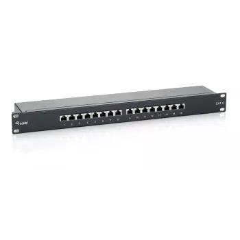 Equip Patch panel 16 θυρών Cat.6 θωρακισμένο, Μαύρο, RJ-45, Χρυσό, Cat6, τοποθέτηση σε rack, 1U, Μαύρο