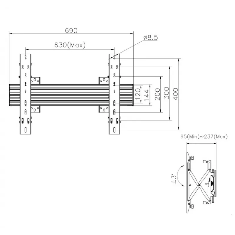 Equip 37 ιντσών-65 ιντσών Modular Push-In Pop-Out Βάση τοίχου TV
