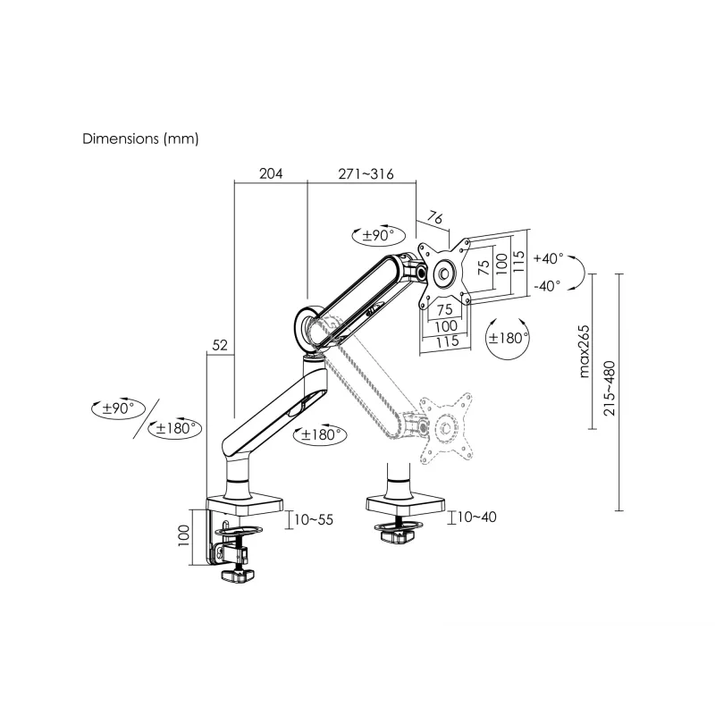 Equip Premium βάση στήριξης οθόνης γραφείου 17 inch-35 inch, λευκό